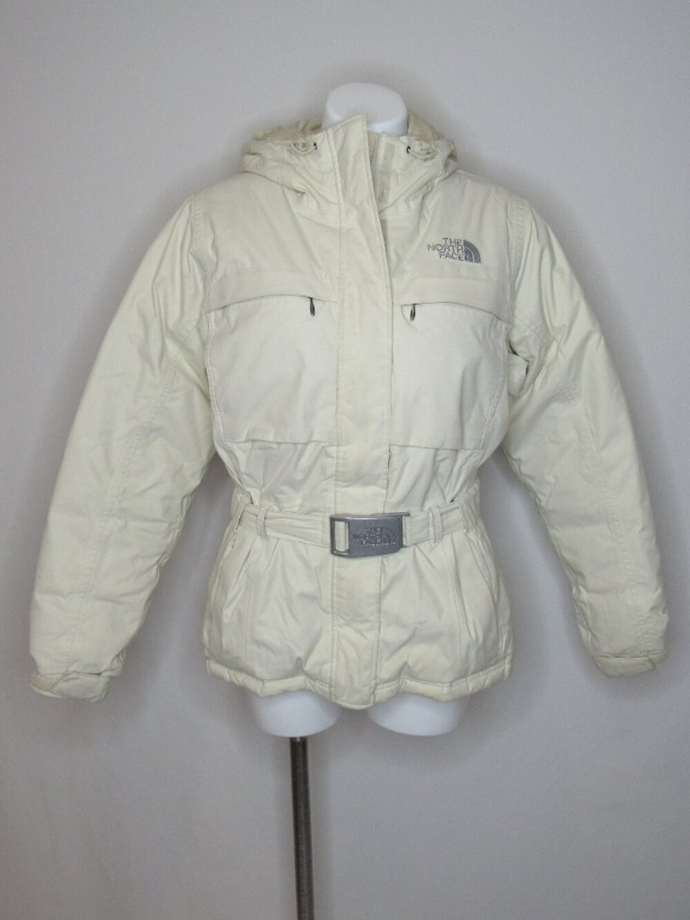 The North Face GREENLAND Hyvent Goose Down Hooded Puffer Coat Cream M Medium